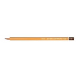 Ceruza 2H, KOH-I-NOOR 1500, hatszögű, lakkozott külsővel, sárga