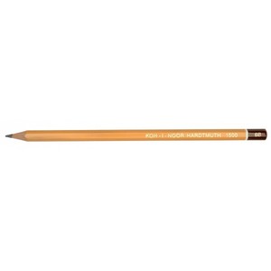 Ceruza 6B, KOH-I-NOOR 1500, hatszögű, lakkozott külsővel, sárga