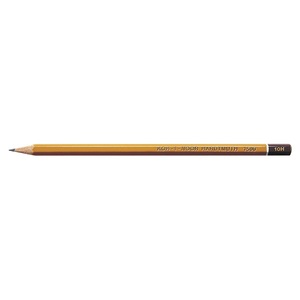 Ceruza 10H, KOH-I-NOOR 1500, hatszögű, lakkozott külsővel, sárga