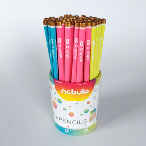 Ceruza HB, NEBULO, háromszögű, rózsaszín, kék és sárga színű testtel