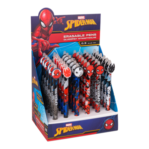 Golyóstoll, COLORINO Spiderman nyomógombos, radírozható, kék íráskép