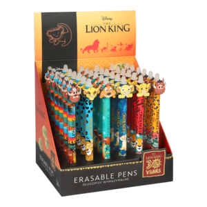 Golyóstoll, COLORINO Lion King nyomógombos, radírozható, kék íráskép
