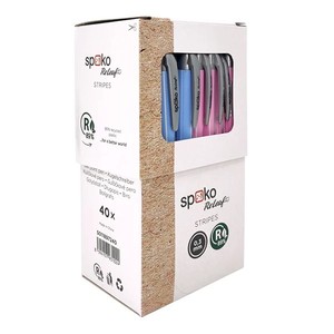 Golyóstoll SPOKO 0118 ReLeaf, csíkos, nyomógombos, pasztell színekben,