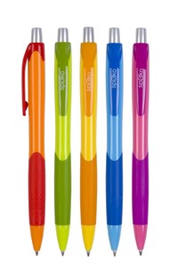 Golyóstoll SPOKO 0111, Fruity, nyomógombos, displayben, vegyes színek,