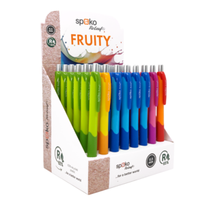 Golyóstoll SPOKO 0111 ReLeaf Fruity, nyomógombos, vegyes színek