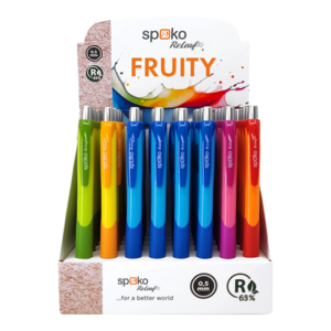 Golyóstoll SPOKO 0111 ReLeaf Fruity, nyomógombos, vegyes színek