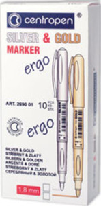 Lakkfilc CENTROPEN 2690, kúpos, 1,5-3 mm, ezüst