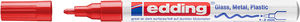 Lakkfilc EDDING 751, kúpos, 1-2 mm, fémtest, piros