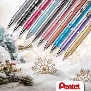 Rollertoll PENTEL EnerGel BL407, k&eacute;k tinta, f&eacute;m test r&oacute;zsasz&iacute;n
