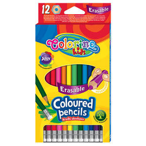 Színes ceruza 12 db, COLORINO radírozható, hatszögletű, 12 szín