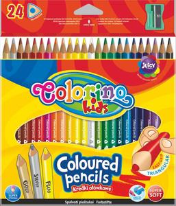 Színes ceruza 24 db, COLORINO Kids Trio, háromszögű + hegyező, 24 szín