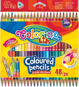 Színes ceruza 24 db, COLORINO Kids Trio, háromszögű, kétvégű, 48 szín,