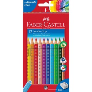Színes ceruza 12 db készlet, FABER-CASTELL Grip 2001 Jumbo + hegyező