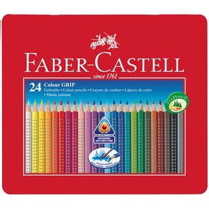 Színes ceruza 24 db készlet, FABER-CASTELL Grip 2001, fémdobozban