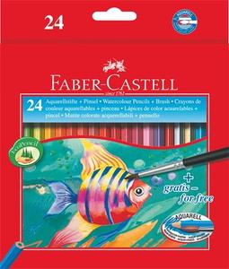 Színes ceruza 24 db készlet, FABER-CASTELL Aquarelle + ecsettel