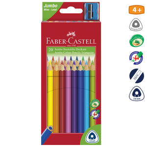 Színes ceruza 20 db készlet, FABER-CASTELL Grip Jumbo, háromszögletű