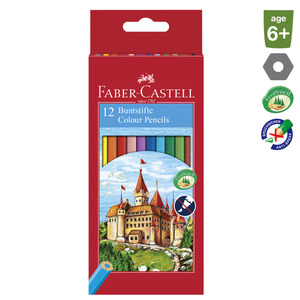 Színes ceruza 12 db készlet, FABER-CASTELL, hatszögletű, Kastély