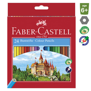 Színes ceruza 24 db készlet, FABER-CASTELL, hatszögletű, Várképes