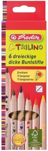 Színes ceruza 6 db, HERLITZ Trilino, vastag, háromszögletű, natúrfa