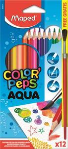 Színes ceruza 12 db, MAPED Color`Peps Aqua, háromszögletű + ecset