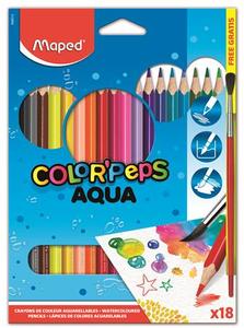 Színes ceruza 18 db, MAPED Color`Peps Aqua, háromszögletű + ecset