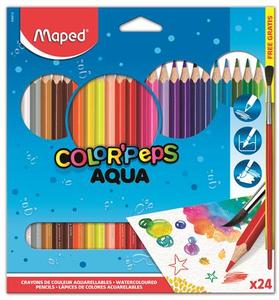 Színes ceruza 24 db, MAPED Color`Peps Aqua, háromszögletű + ecset