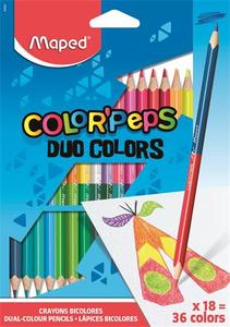 Színes ceruza 18 db, MAPED Color`Peps Duo, háromszögletű, kétvégű