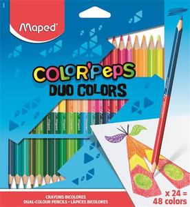 Színes ceruza 24 db, MAPED Color`Peps Duo, háromszögletű, kétvégű
