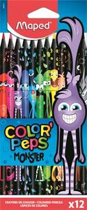 Színes ceruza 12 db, MAPED Color`Peps Monster, háromszögletű,