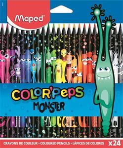 Színes ceruza 24 db, MAPED Color`Peps Monster, háromszögletű,