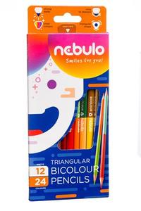 Színes ceruza 12 db, NEBULO, háromszögletű, kétvégű