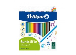 Színes ceruza 24 db, PELIKAN 17,5 cm színes hatszögletű testel