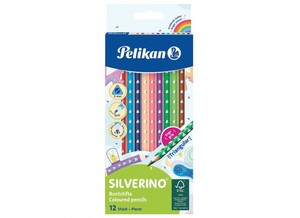Színes ceruza 12 db, PELIKAN, Silverino hatszögletű, 12 különböző szín