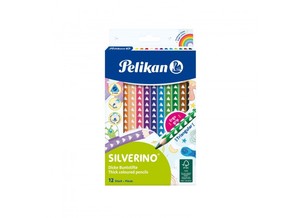Színes ceruza 12 db, PELIKAN, Silverino, vastag, hatszögletű, 12 szín
