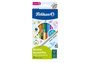 Színes ceruza 12 db, PELIKAN, Bicolor, hatszögletű, 24 szín