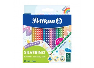 Színes ceruza 24 db, PELIKAN Silverino, háromszögletű, 24 szín