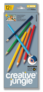 Sz&iacute;nes ceruza 12 db-os, SaKOTA Creative Jungle Grey, hatsz&ouml;gű, 12 sz&iacute;nű
