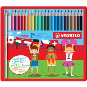 Színes ceruza 24 db, STABILO Color, fémdobozban, vegyes színek