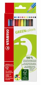 Színes ceruza STABILO Green Colors, hatszögletű, 12 db-os készlet