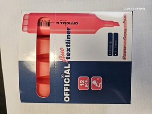 Szövegkiemelő, OFFICIAL Redactor, lapos. 1-5 mm, piros
