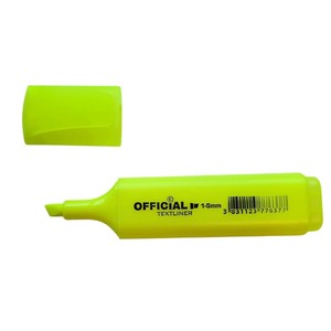 Szövegkiemelő, OFFICIAL Redactor, lapos. 1-5 mm, sárga