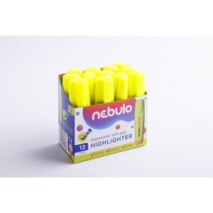 Szövegkiemelő NEBULO, 2-5 mm, lapos testű, neon sárga