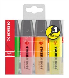 Szövegkiemelő STABILO Boss Original, 4 db-os klt, 4 különböző szín