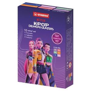 Sz&ouml;vegkiemelő k&eacute;szlet, STABILO Swing Cool K-Pop Huntrix, 10 db-os klt.