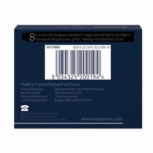 Tintapatron WATERMAN S0110850, nagy, 8 db-os, fekete