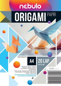 Origami pap&iacute;r A4, 20 lap, NEBULO, 80g, vegyes sz&iacute;nek