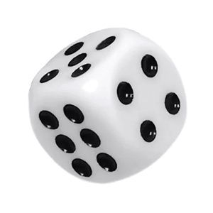 Dob&oacute;kocka, NEBULO, 3 db-os, műanyag, feh&eacute;r alap, fekete p&ouml;tty&ouml;s