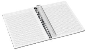 Spirálfüzet A4, 90 lap, LEITZ Office, PP borító, kockás, szürke-kék