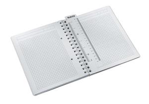 Spirálfüzet A5, 80 lap, LEITZ Wow, PP, 2 lyukú, kockás, fekete