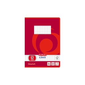 Füzet A6, 32 lap, HERLITZ, piros papírfedelű, kockás